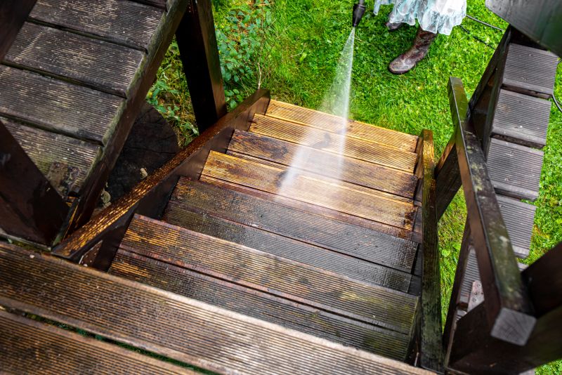 Cleaning outdoor stairs and railings
